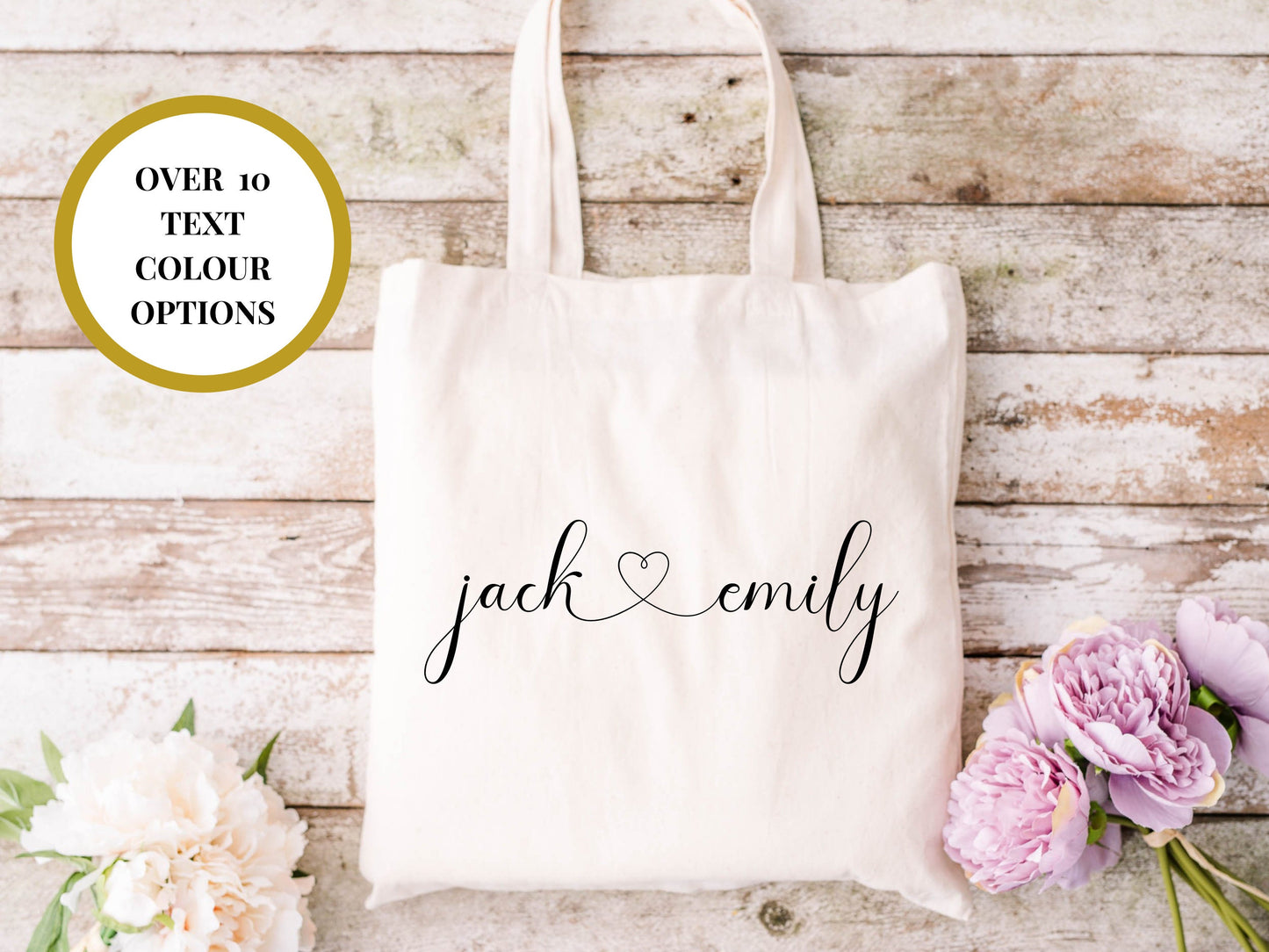 Personalised Bridal Shower Gift Tote Bag/ Custom Couples Gift/ Holiday Hen Party Gift/ Weekend Shopper Bag/ Anniversary Keepsake Gift