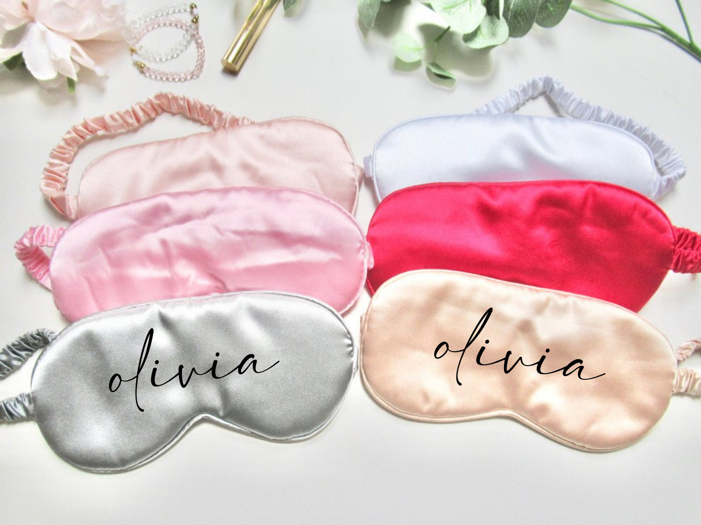 Rose Gold Satin Eye Mask/ Rose Gold Theme Hen Party Favours/ Personalised Sleep Mask/ Gift for Her/ Bridal Gift/ Bridal Shower Blindfold