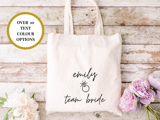 Personalised Team Bride Tote Bag/ Gift for Bridesmaids/ Wedding Mrs to Be/ Wifey to Be/ Bridal Party Bag/ Bridal Shower Gift/ Hen Party Bag