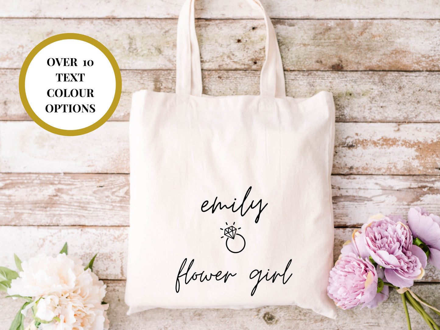 Personalised Flower Girl Tote Bag/ Bridesmaid Proposal Box Filler/ Chief Bridesmaid/ Maid of Honour Bachelorette Hen Party Tote Bag