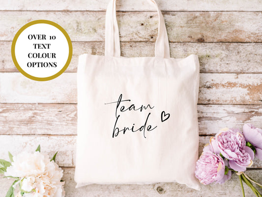 Team Bride Tote Bag/ Hen Party Tote Bags/ Bachelorette Party Gift for Bridesmaids/ Bridal Party Bag/ Bridal Shower Gift/ Hen Party Bag