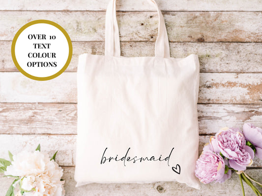 Bridesmaid Tote Bag/ Wedding Party Gift Bag/ Bridal Party Weekend Shopper Bag/ Bridal Shower Party Gift/ Hen Party Bag/ Proposal Box Filler