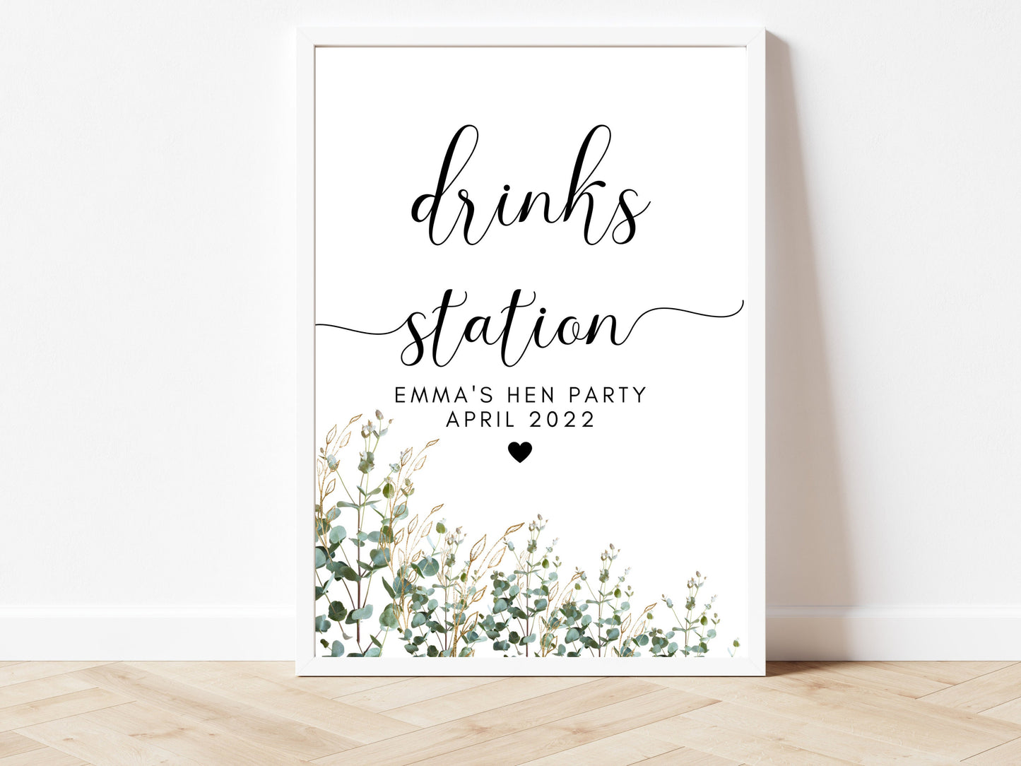 Hen Do Welcome Print/ Eucalyptus Kiss the Miss Goodbye/ Greenery Cocktail/ Floral Selfie Station/ Bride to Be Party Sign/ Hen Do Decorations