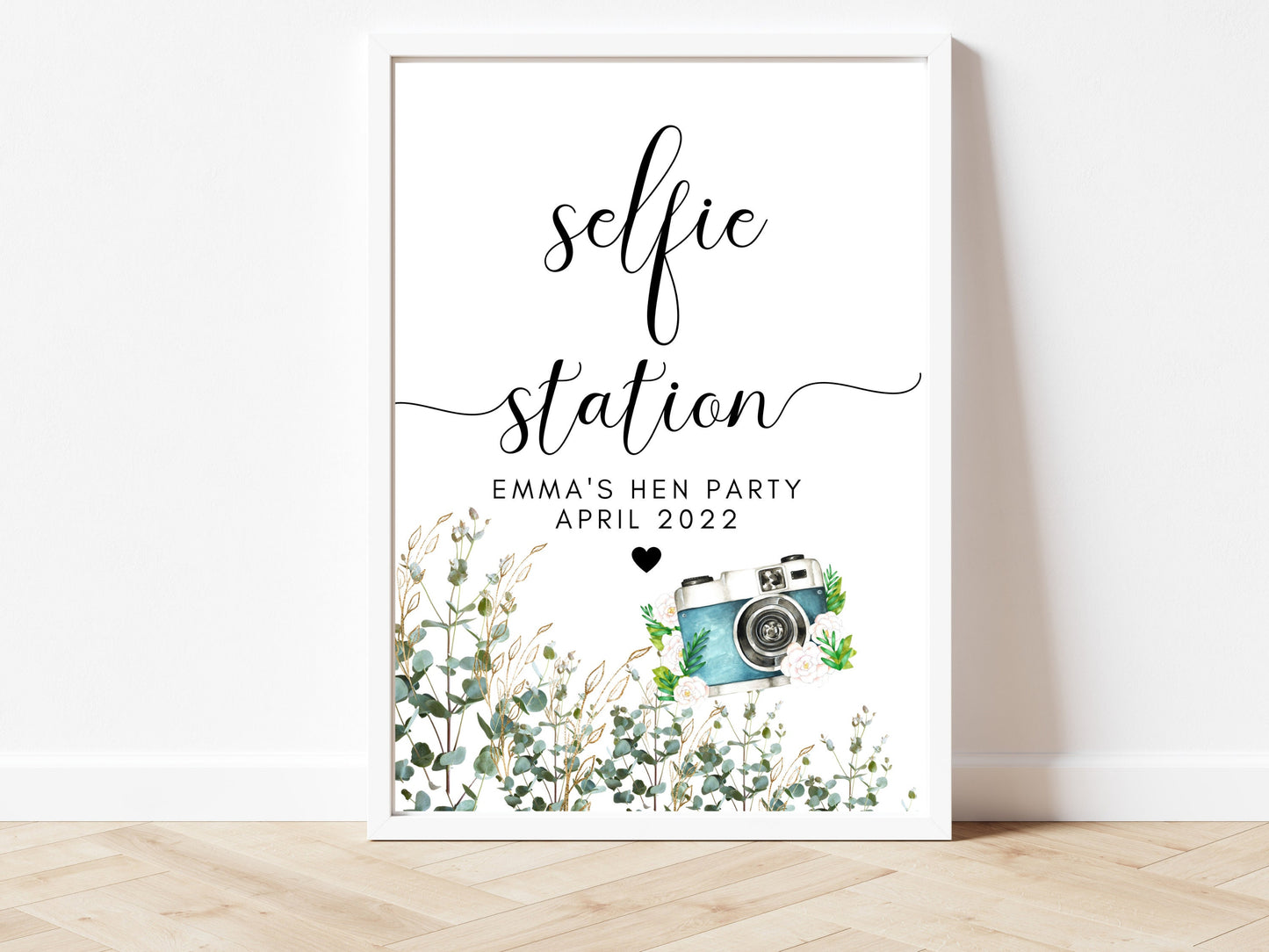 Hen Do Welcome Print/ Eucalyptus Kiss the Miss Goodbye/ Greenery Cocktail/ Floral Selfie Station/ Bride to Be Party Sign/ Hen Do Decorations