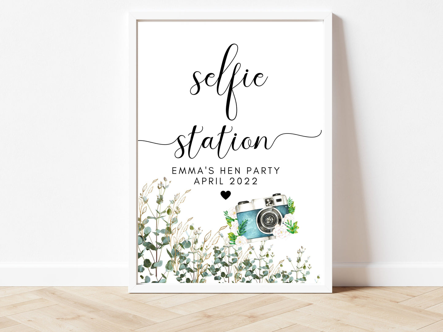 Glitter Station Print/ Eucalyptus Kiss the Miss Goodbye/ Greenery Cocktail/ Floral Selfie Station/ Bride to Be Party Sign/ Hen Decor