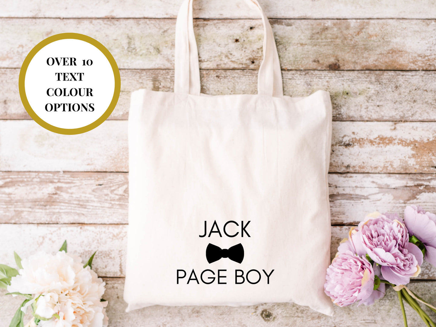 Personalised Page Boy Tote Bag/ Bow Tie Tote Bag/ Wedding Party Tote Bag/ Usher/ Page Boy/ Groomsman/ Best Man Custom Gifts/ Gift for Fiance