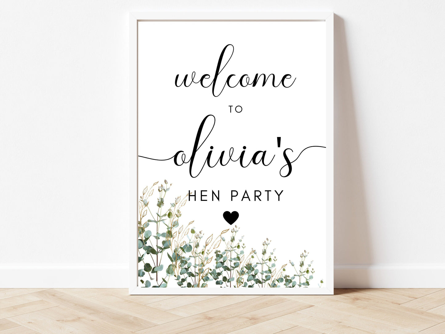 Hen Do Welcome Print/ Eucalyptus Kiss the Miss Goodbye/ Greenery Cocktail/ Floral Selfie Station/ Bride to Be Party Sign/ Hen Do Decorations