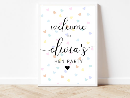 Hen Do Welcome Print/ Pastel Bridal Shower Welcome Sign/ Pastel Theme Bridal Party Guest Welcome Sign/ Rainbow Bride to Be Party Sign