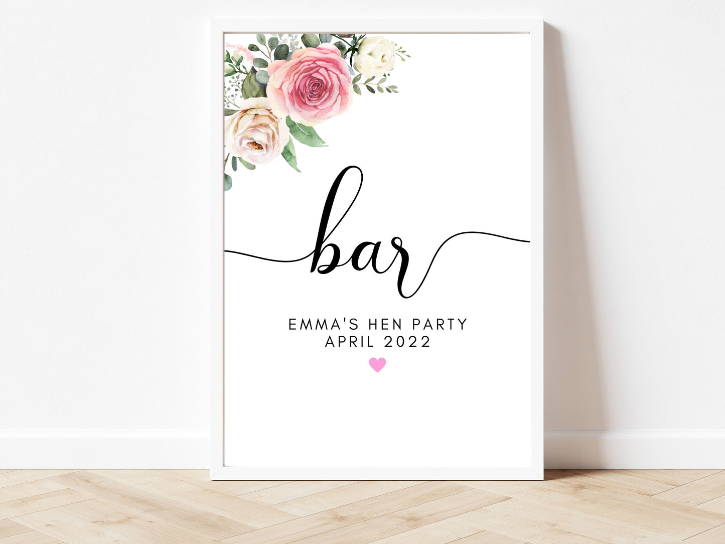 Hen Do Welcome Print/ Pink Floral Bridal Shower Welcome Sign/ Eucalyptus Bridal Party Guest Welcome Sign/ Greenery Bride to Be Party Sign