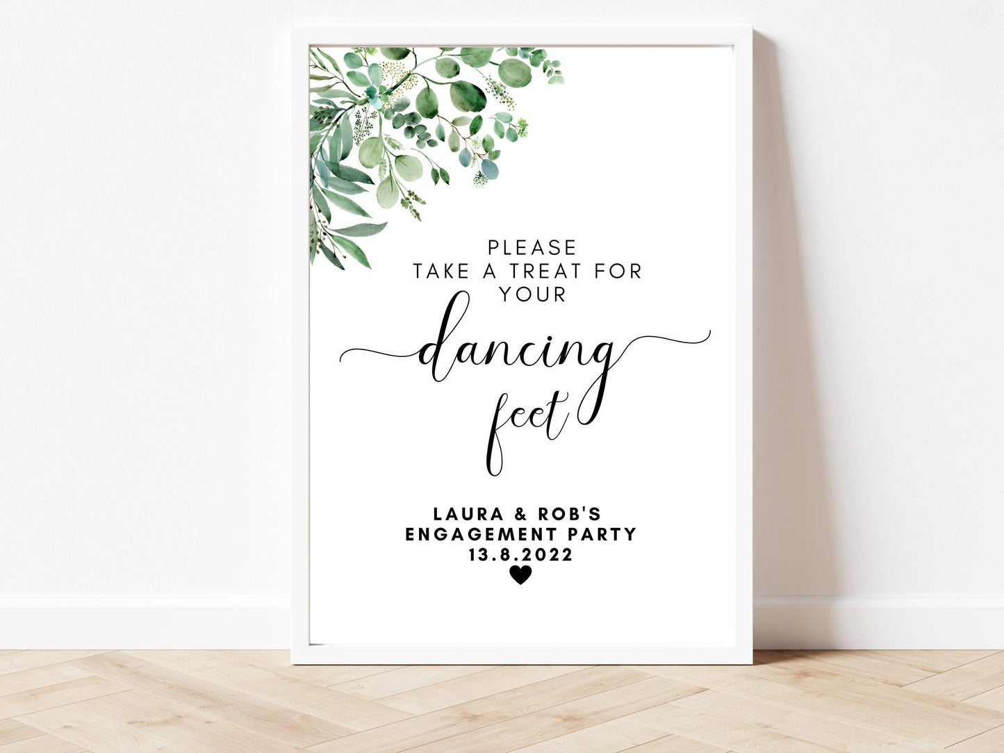 Engagement Party Welcome Sign/ Personalised Lets Celebrate Poster/ Eucalyptus Newly Engaged Couple Print/ Floral Greenery Minimalist/ AK1