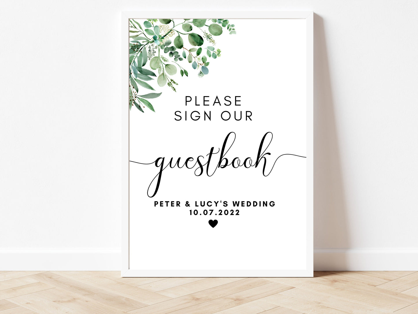 Wedding Welcome Sign/ Personalised Greenery Eucalyptus Reception Print/ Modern Simple Minimalist Guest Poster/ Wedding Party Decor/ AK1