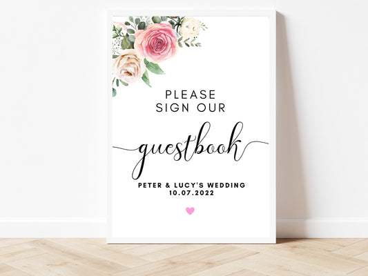 Please Sign our Guest Book / Wedding Guestbook Sign/ Mr and Mrs Party Welcome Sign/  Greenery Wedding Gift/ Guest Print/ Eucalyptus Sign