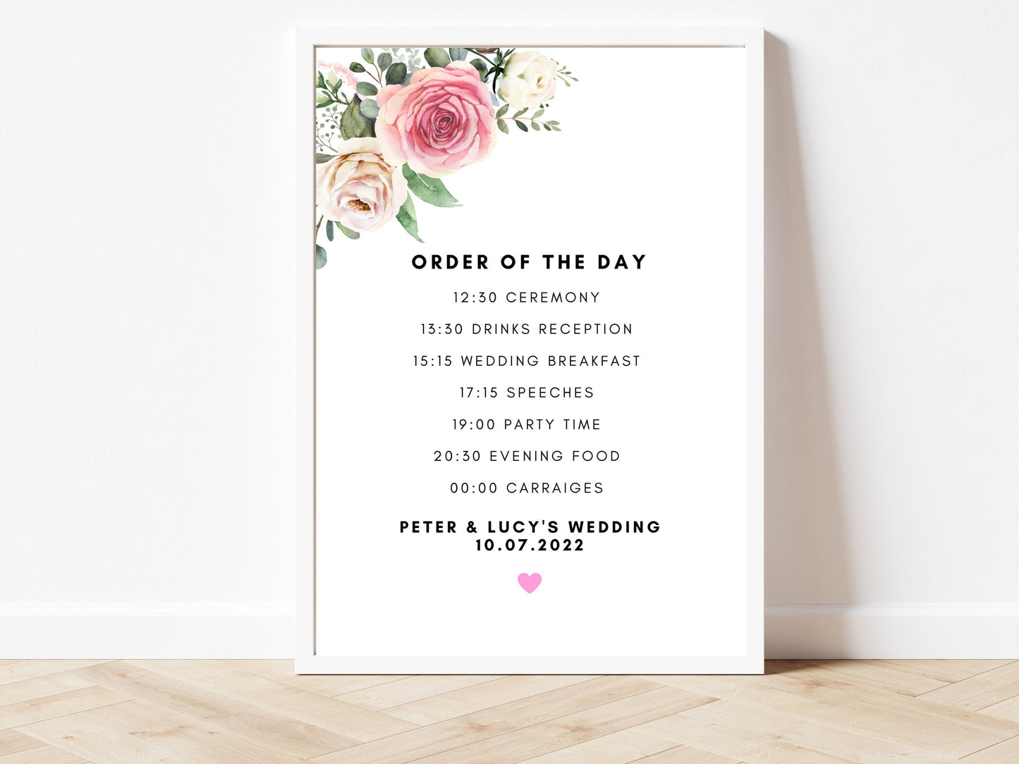 Wedding Order of the Day Sign/ Reception Order of the Day Party Station Sign/ Wedding Reception Sign/ Eucalyptus/ Floral Greenery Sign