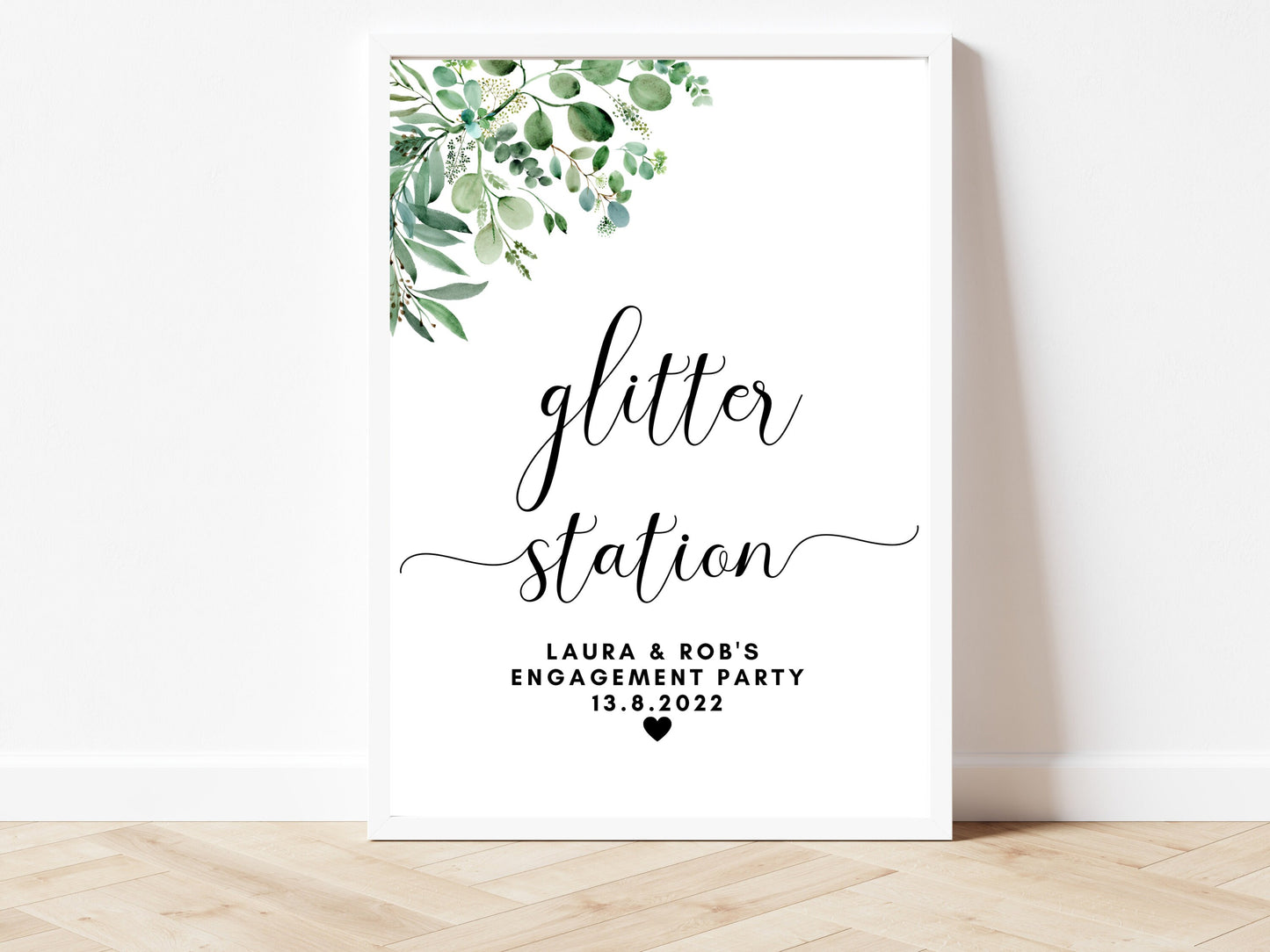 Cards and Presents Sign/ Personalised Engagement Party Gifts Print/ Please Leave Your Gifts Here/ Eucalyptus Floral Greenery Minimalist/ AK1