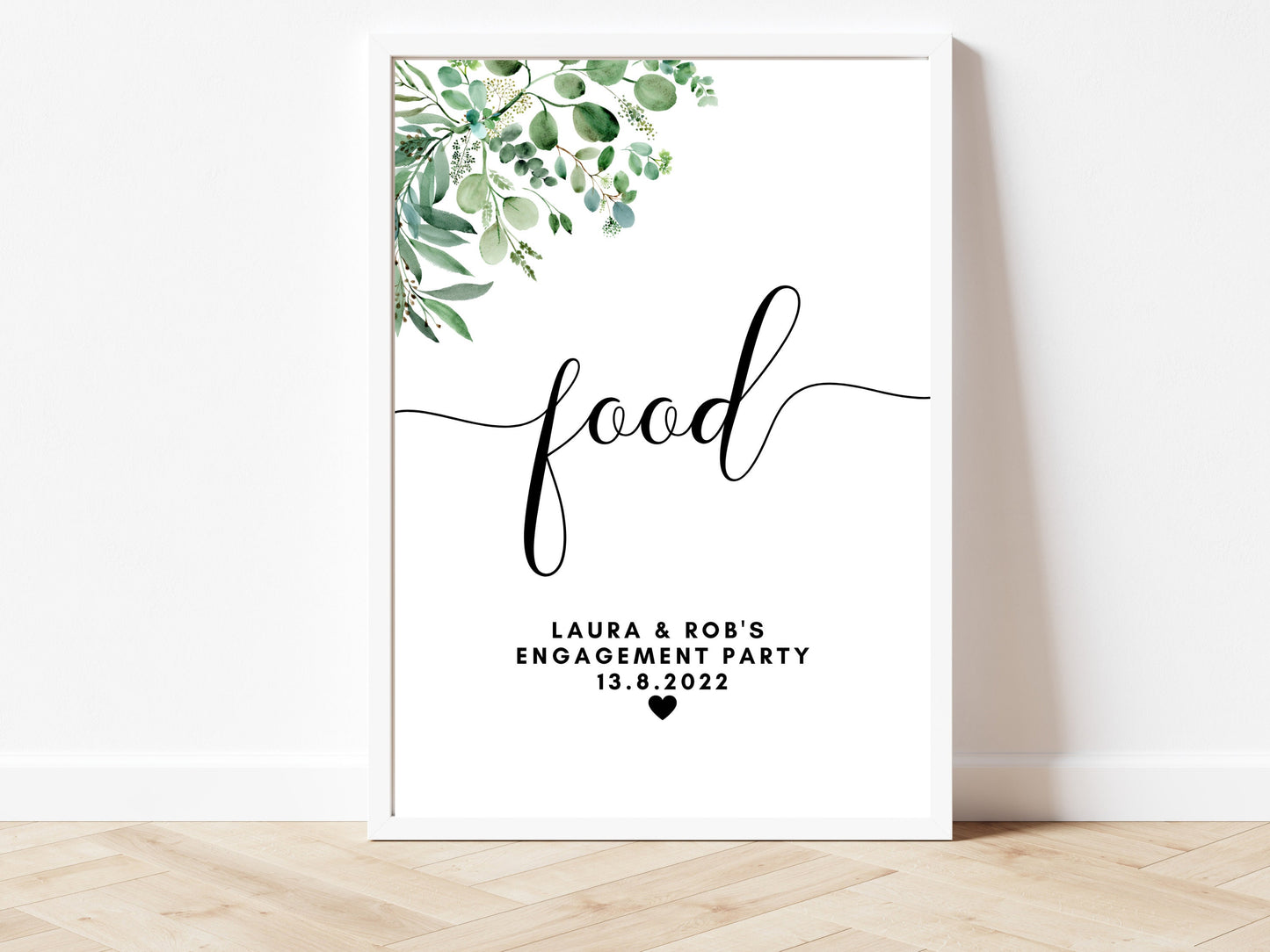 Drinks Sign/ Personalised Engagement Party Bar Cocktail Mocktail Poster/ Eucalyptus Floral Greenery Modern Simple Minimalist Decor/ AK1