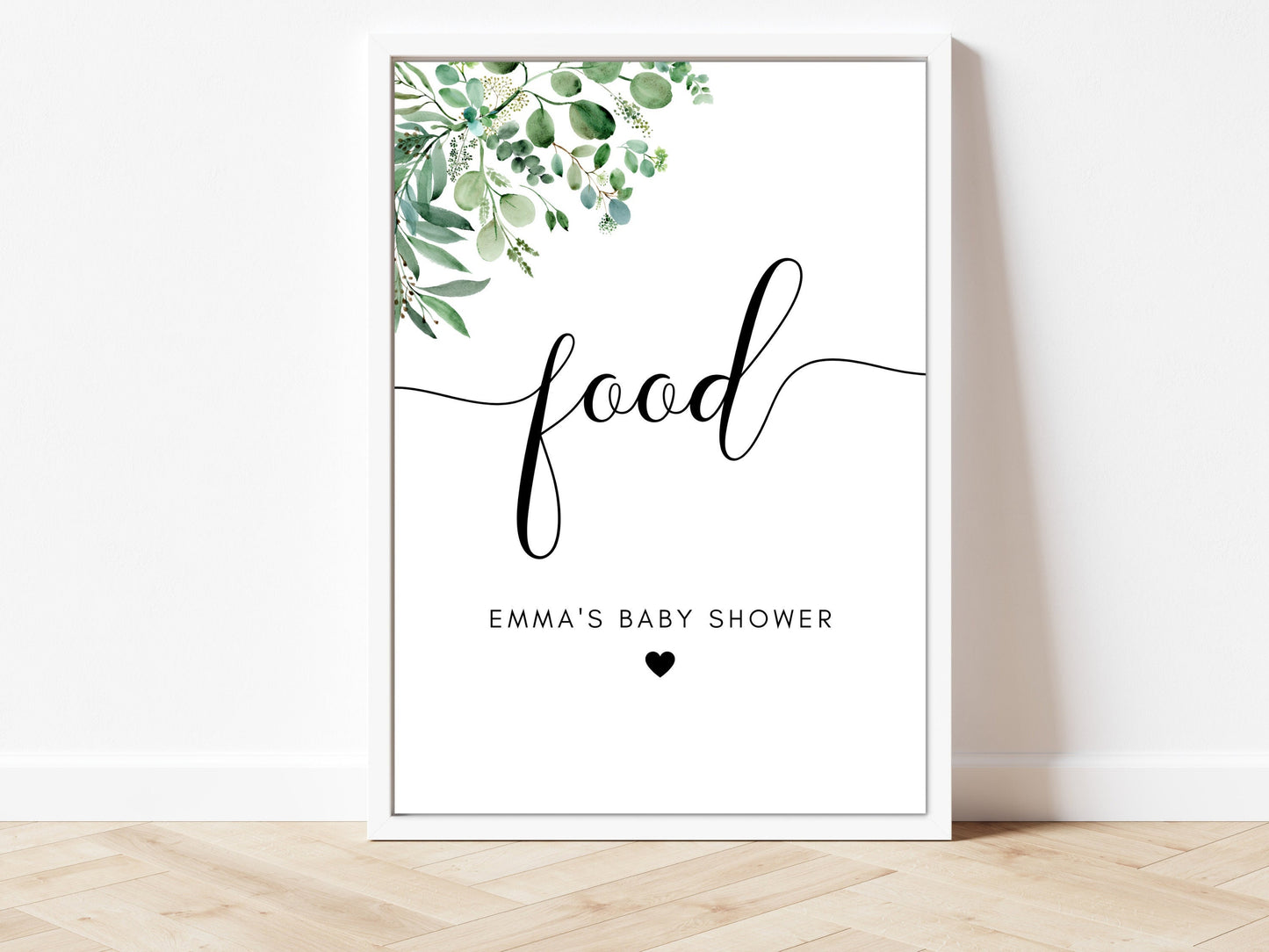 Snacks Sign/ Personalised Birthday Party Print/ Eucalyptus Floral Greenery Snacks and Treats Poster/ Modern Minimalist Simple/ AK1