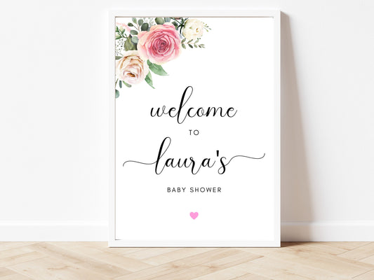 Baby Shower Welcome Sign/ Floral Greenery Welcome Sign/ Eucalyptus Party Sign/ Boho Gender Reveal Sign/ Baby Shower Sign/ Mummy to Be