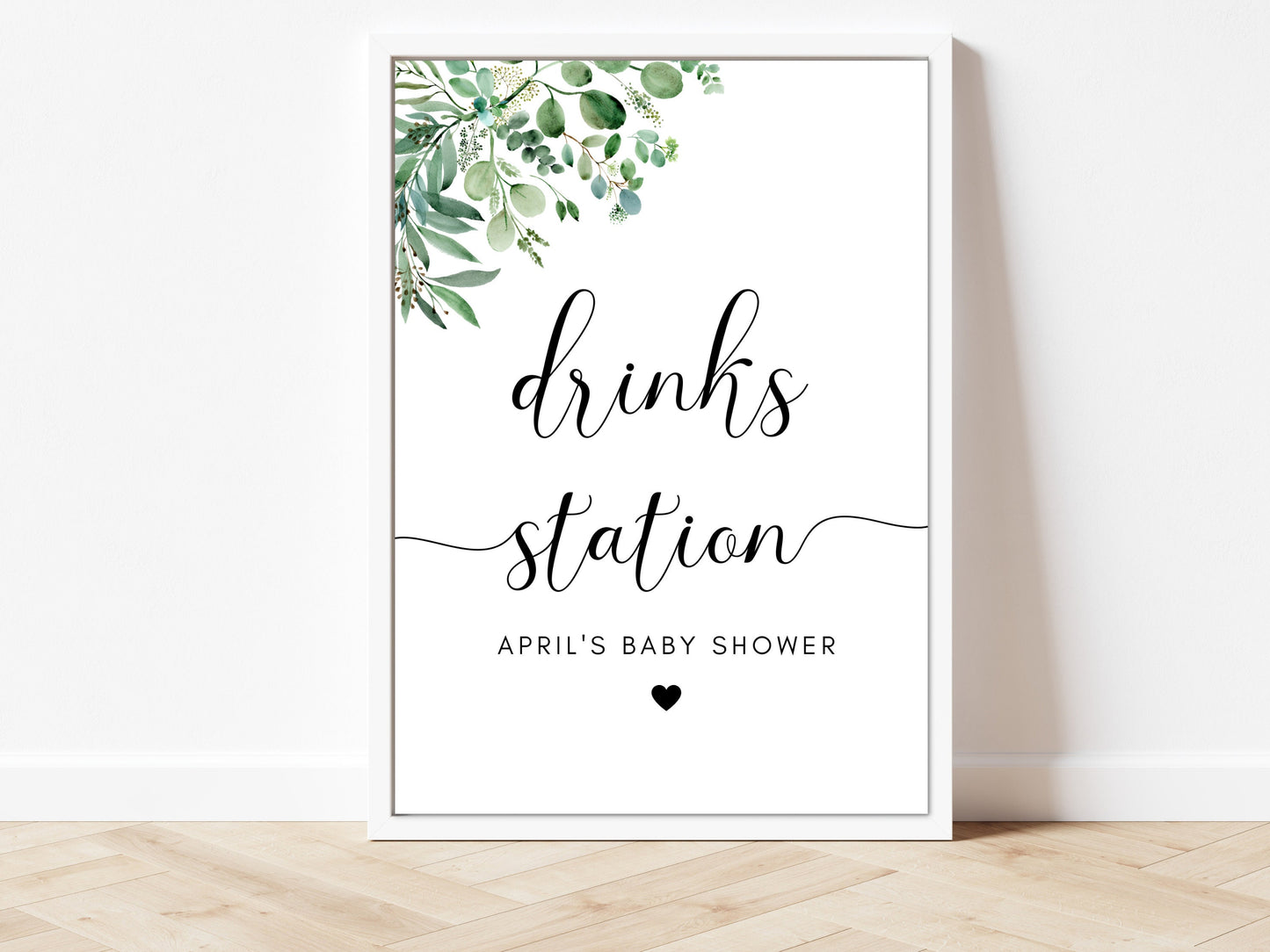 Baby Shower Welcome Sign/ Personalised Floral Greenery Welcome to my Party Poster/ Botanical Eucalyptus Modern Gender Reveal Mummy to Be/AK1