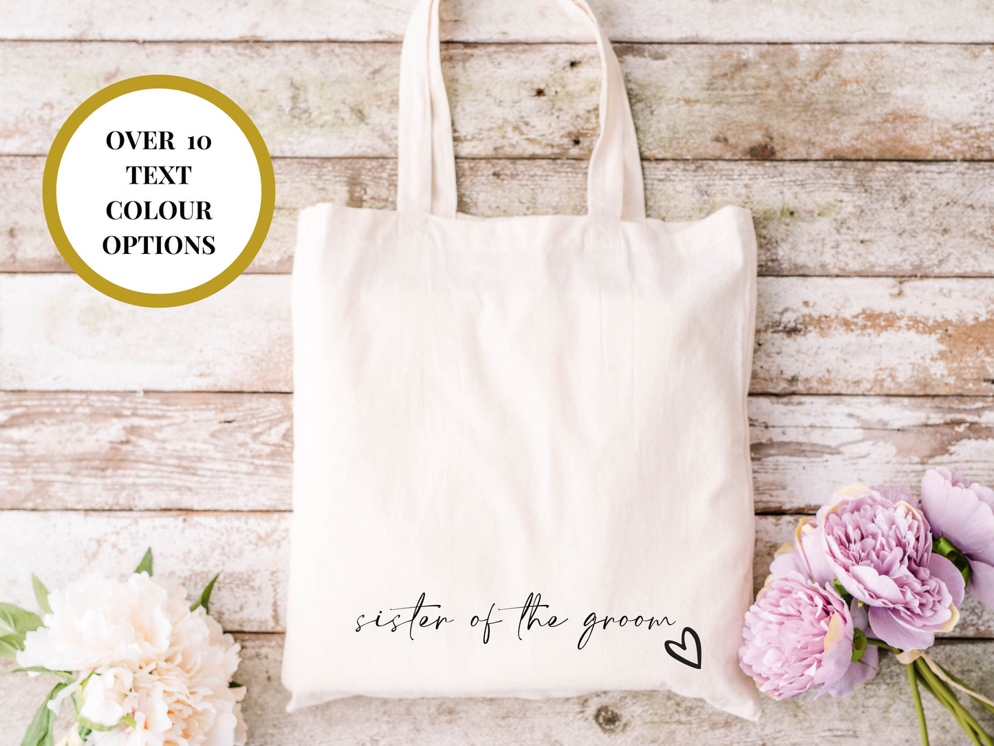 Sister of the Groom Tote Bag/ Bridal Party Gift/ Weekend Shopper Bag/ Bridal Shower/Hen Party Bag/ Sister of the Groom Gift/ Gift for Her