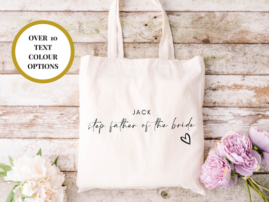 Personalised Step Father of the Bride Tote Bag/ Future Mrs to Be Bridal Party Gift/ Bridal Weekend Shopper Bag/ Bridal Shower Bag/ Hen Party