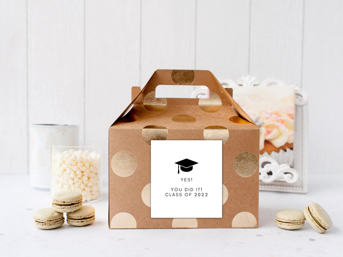 Personalised Yes You Did It! Thank You for Celebrating With Me Sticker/ End of Year Graduation Cap/ University/ Gift Bag Sticker/ Gift Box