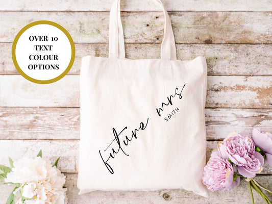 Personalised Future Mrs Tote Bag/ Wedding Party Gift/ Bridal Party Weekend Shopper/ Bridal Shower Party Bag/ Hen Party Bag/ Wifey to Be