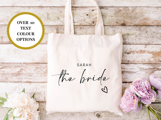 Personalised Bride Tote Bag/ Future Mrs to Be Wedding Party Gift/ Bridal Party Weekend Shopper Bag/ Bridal Shower Party Bag/ Hen Party Bag