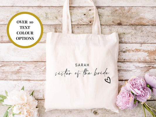 Personalised Sister of the Bride Tote Bag/ Future Mrs to Be Bridal Party Gift/ Bridal Weekend Shopper Bag/ Bridal Shower Bag/ Hen Party Bag