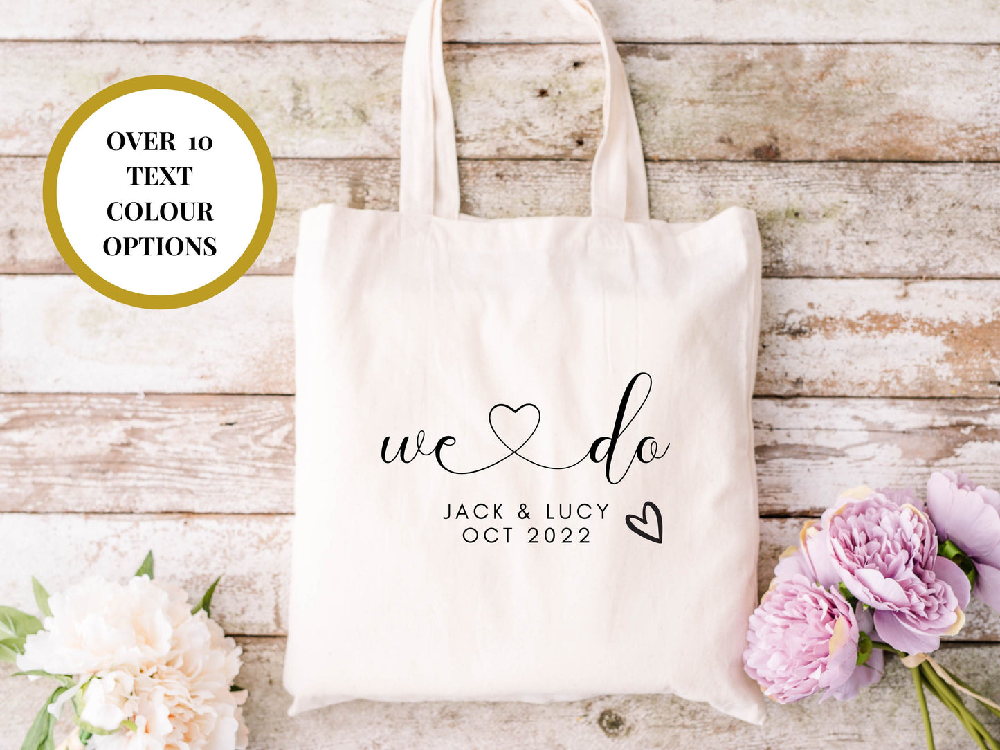 Personalised We Do Bridal Shower Gift Tote Bag/ Custom Couples Gift/ Holiday Hen Party/ Weekend Shopper Bag/ Anniversary Keepsake Gift