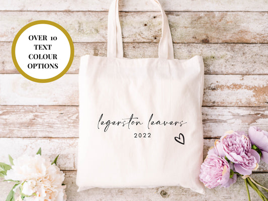 Personalised Leavers Tote Bag/ Any Name Cotton Weekend Leavers Shopper/ Happy Graduation Party Bag/ Congrats Grad Bag/ Leaving Party Gift