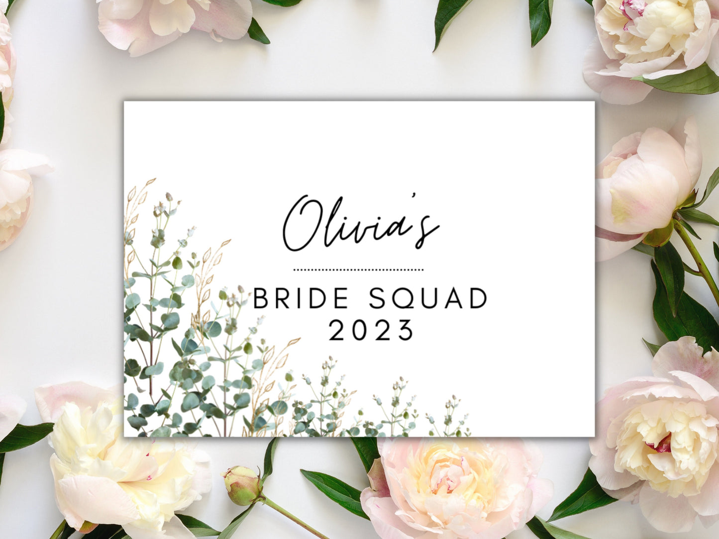 Personalised Bride Squad Prosecco Bottle Label/ Hen Party/ Bride Squad Decor/ Floral Eucalyptus Custom Bridal Shower Wine/ Champagne Label