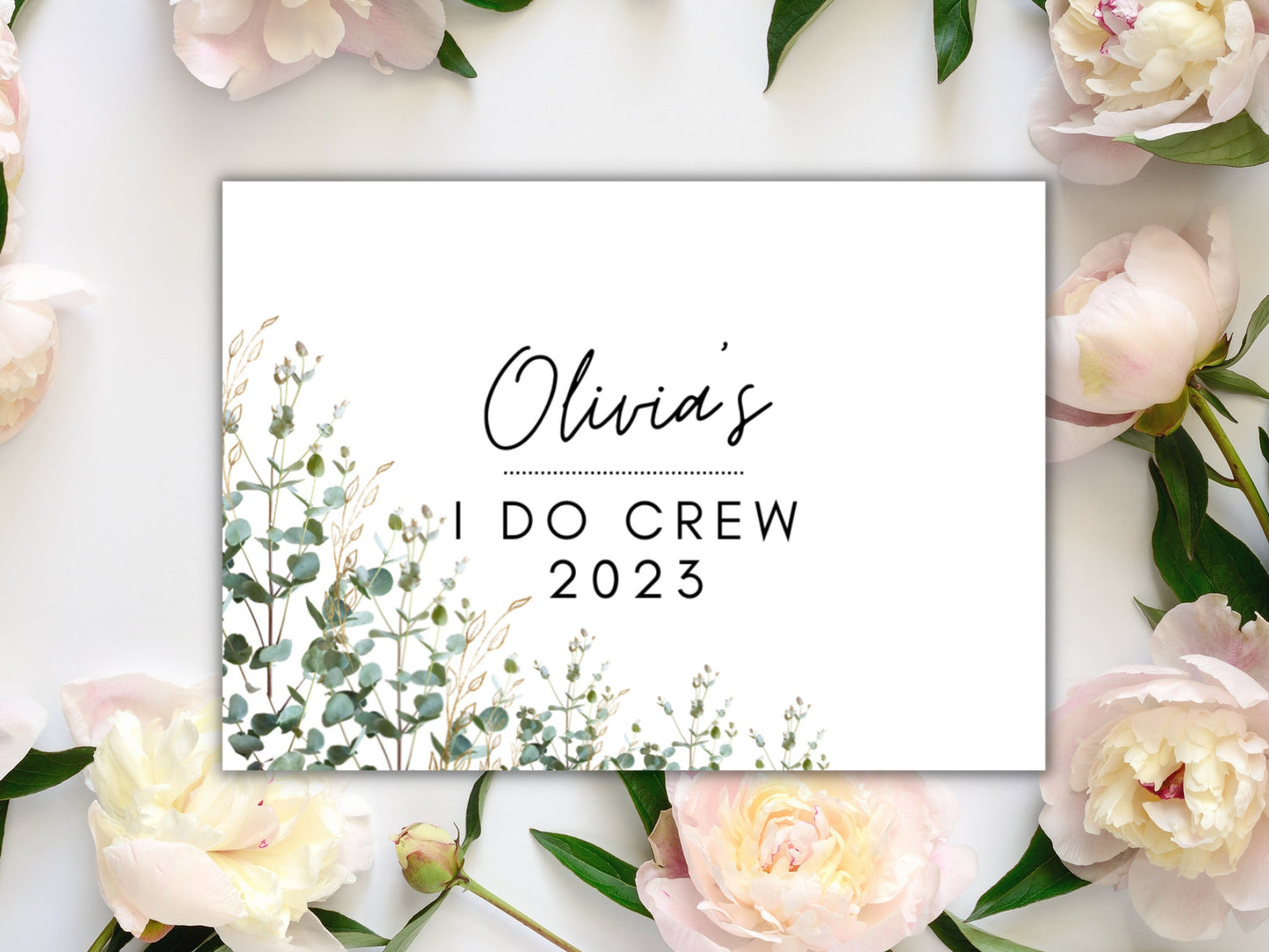 I Do Crew Mini Prosecco Bottle Label/ Hen Party/ Bride Squad Decor/ Floral Eucalyptus Personalised Bridal Shower Wine/ Champagne/ A11