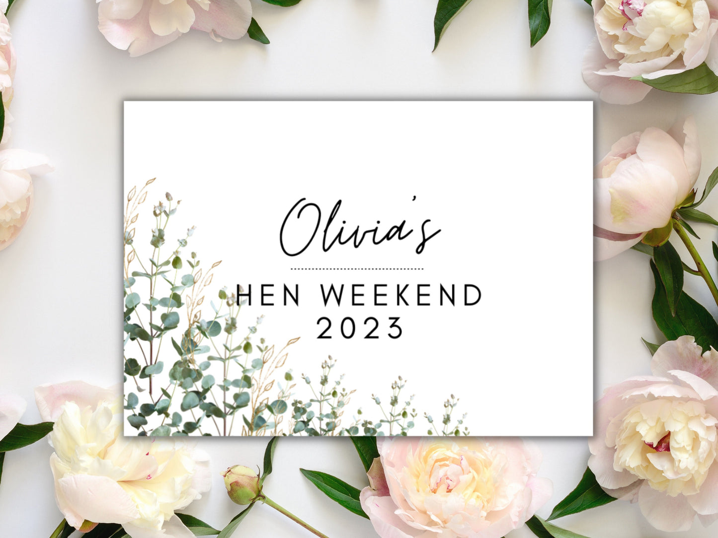 Personalised Hen Weekend Mini Prosecco Bottle Label/ Hen Party Decorations/ Bride Squad Floral Eucalyptus Bridal Shower Wine/ Champagne