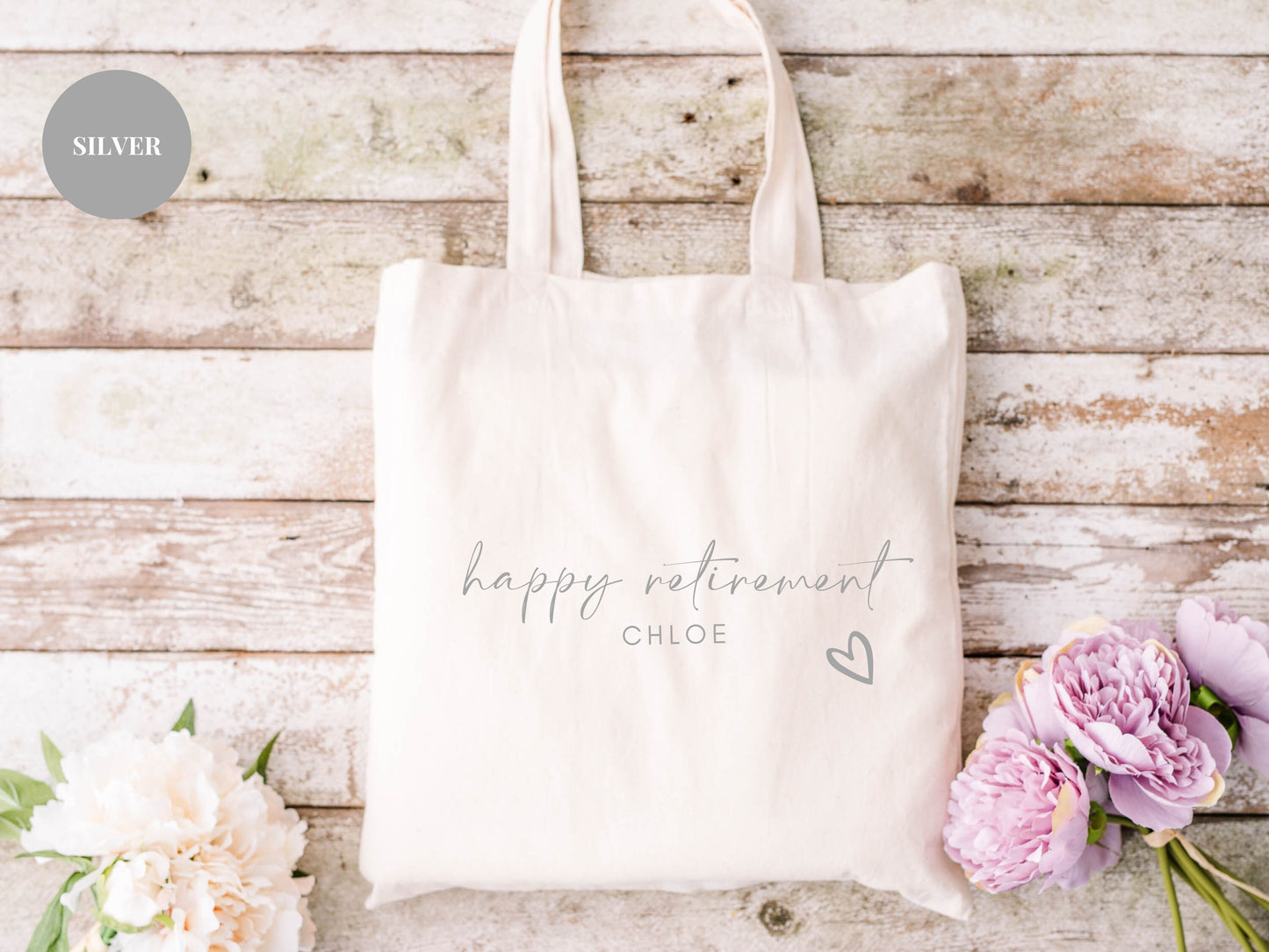 Personalised Tote Bag/ Any Name Natural Cotton Weekend Shopper Bag/ Retirement Party Gift Bag/ Happy Retirement Bag/ Leaving Party Gift