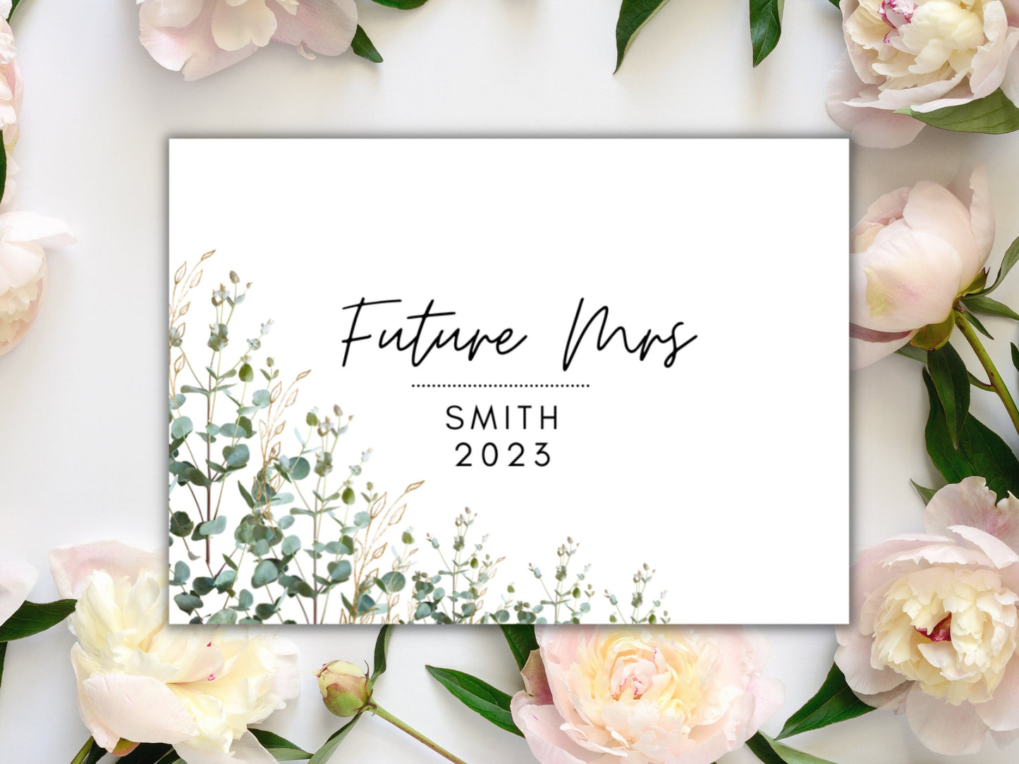 Personalised Future Mrs Prosecco Bottle Label/ Hen Party/ Bride Squad Decor/ Floral Eucalyptus Custom Bridal Shower Wine/ Champagne Label