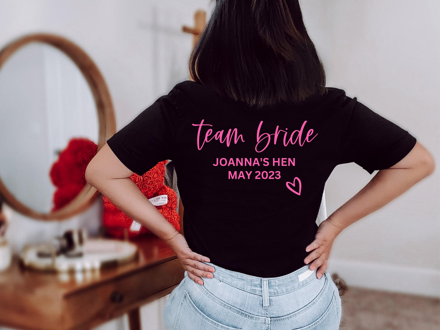 Personalised Team Bride Hen Weekend T-Shirt/ Bridal Shower Cotton Bride to Be/ Classy Bachelorette Short Sleeve/ Hen Party Gift T Shirt