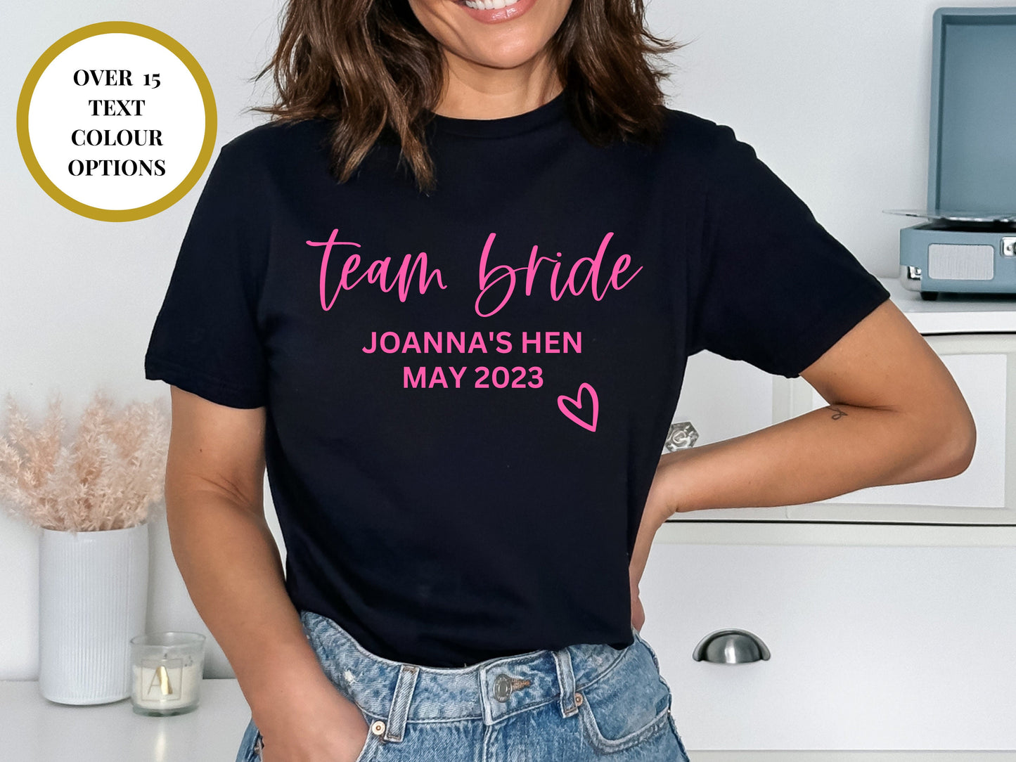 Personalised Team Bride Hen Weekend T-Shirt/ Bridal Shower Cotton Bride to Be/ Classy Bachelorette Short Sleeve/ Hen Party Gift T Shirt