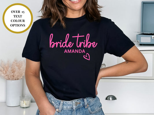 Personalised Bride Tribe Hen Weekend T-Shirt/ Bridal Shower Cotton Bride to Be/ Classy Bachelorette Short Sleeve/ Hen Party Gift T Shirt