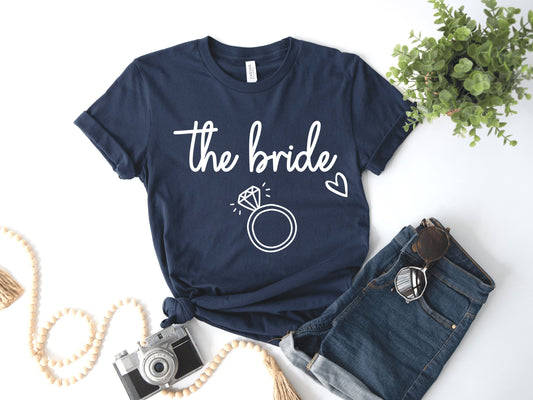 Custom The Bride T-Shirt/ Hen Weekend Diamond Ring Shirt Gift/ Destination Bridal Party/ Short Sleeve Bachelorette/ Hen Party Gift T Shirt