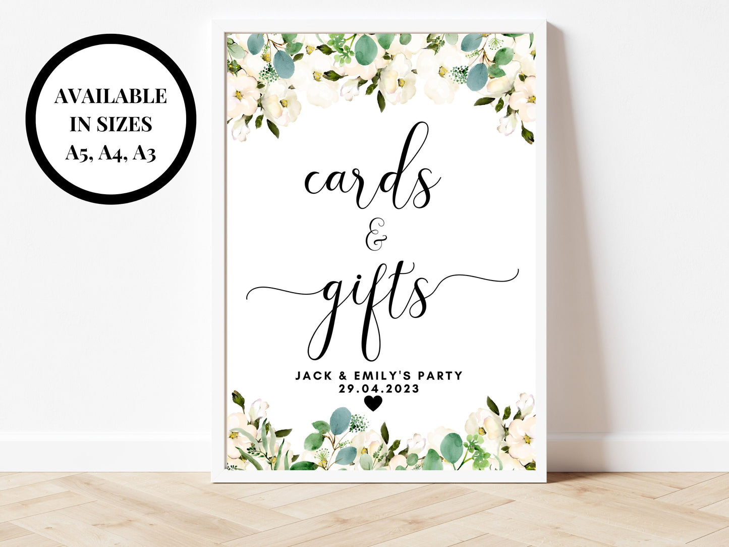 Personalised Birthday Cards and Gifts Sign/ Happy Birthday Party Decorations/ Greenery Eucalyptus Floral Cards Presents and Gifts Poster