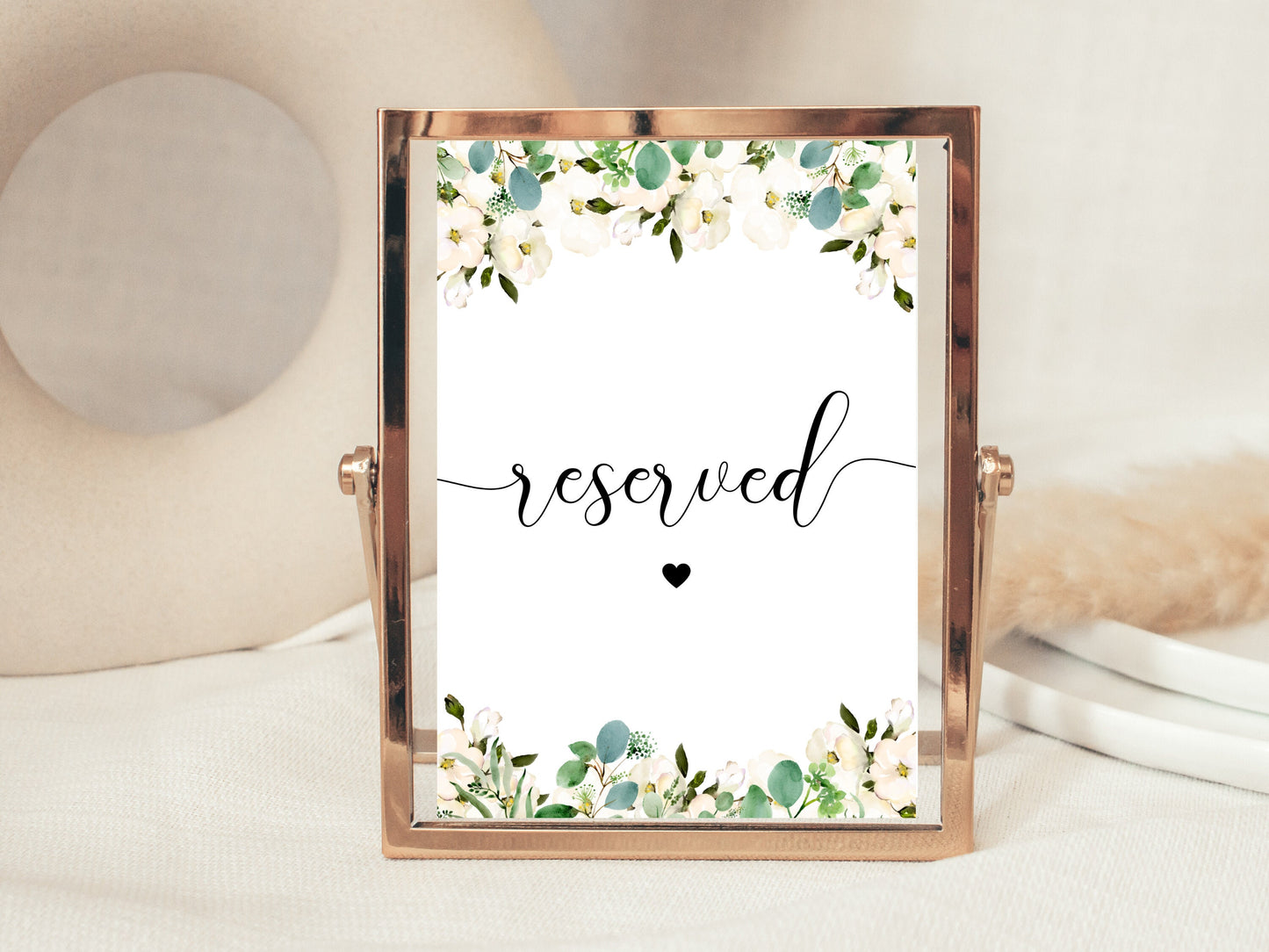 Personalised Reserved Sign/ Greenery Floral Wedding Reserved Seating Party Poster/ Eucalyptus This Seat Is Reserved Sign/ Reception Sign