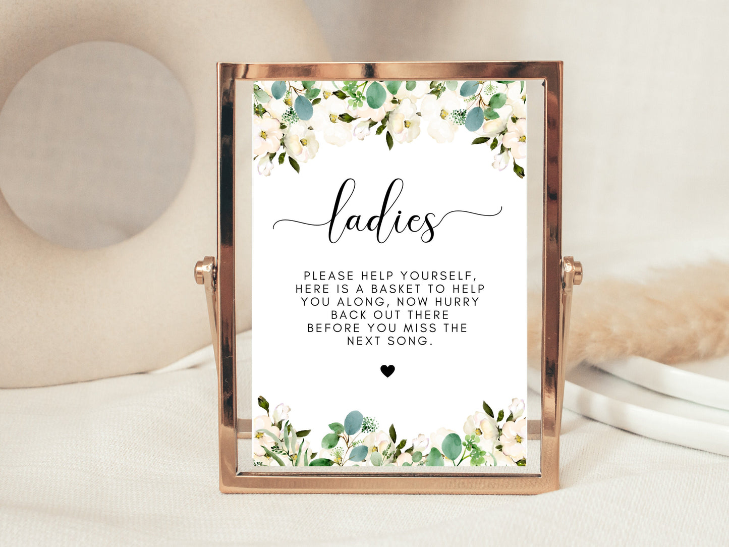 Personalised Ladies Bathroom Sign/ Floral Wedding Bathroom Toilet Sign/ Greenery Eucalyptus Wedding Reception Ladies Toilet Bathroom Poster