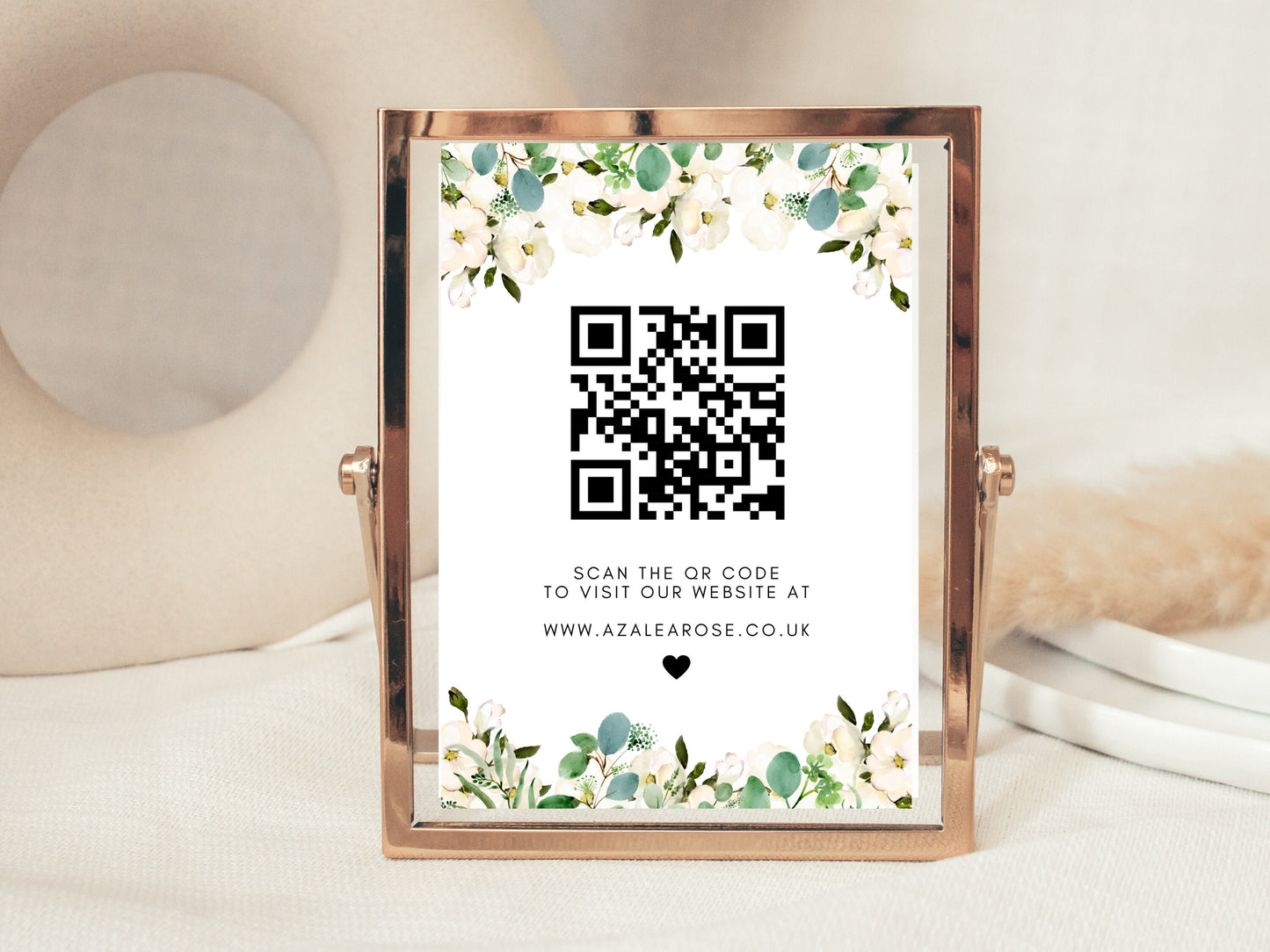 Personalised Birthday QR Code Sign/ Happy Birthday Party Decorations Greenery Floral QR Code/ Eucalyptus QR Code/ Social Media Event Sign