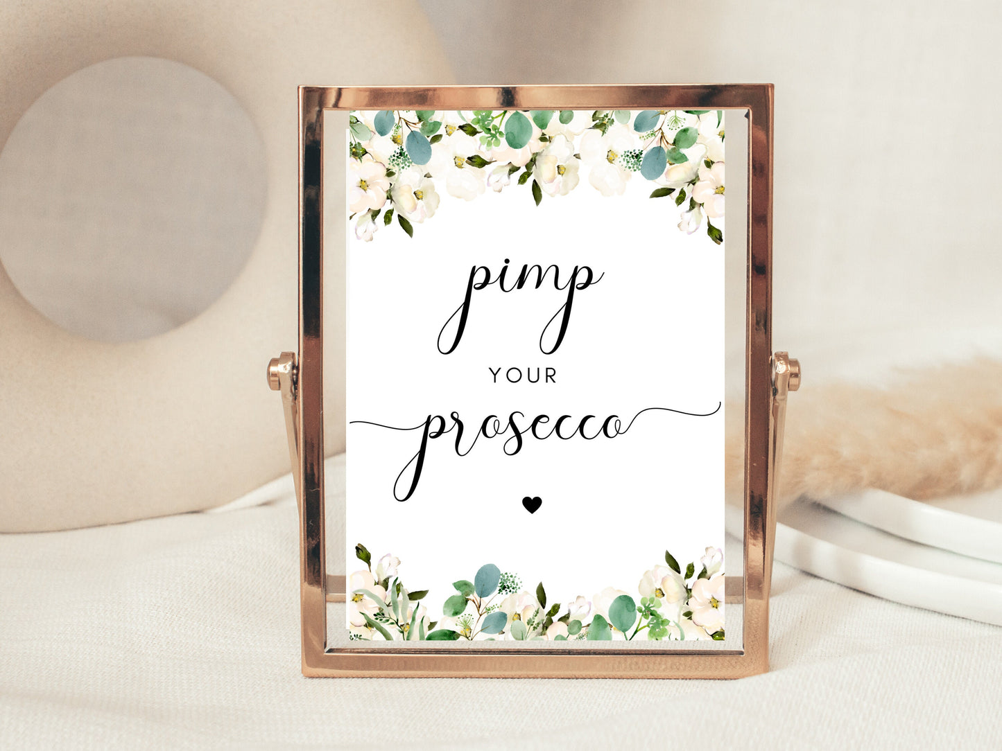 Personalised Pimp Your Prosecco Sign/ Floral Wedding Drinks Bar Sign/ Greenery Eucalyptus Wedding Reception Pimp Your Prosecco Poster