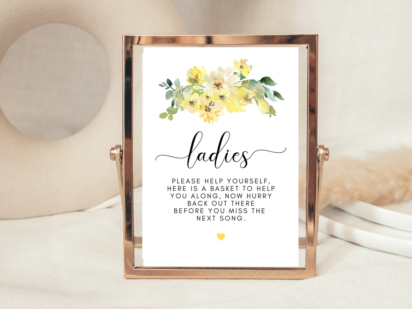 Personalised Yellow Floral Ladies Bathroom Sign/ Yellow Roses Flowers Please Help Yourself Now Hurry Back Out There/ Party Bathroom Sign