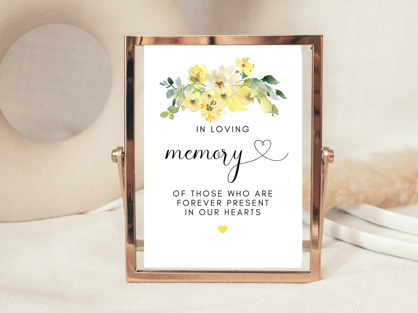 Personalised Yellow Floral In Loving Memory Sign/ Roses Flowers/ Custom In Loving Memory of Those Who Are Forever Present in our Hearts