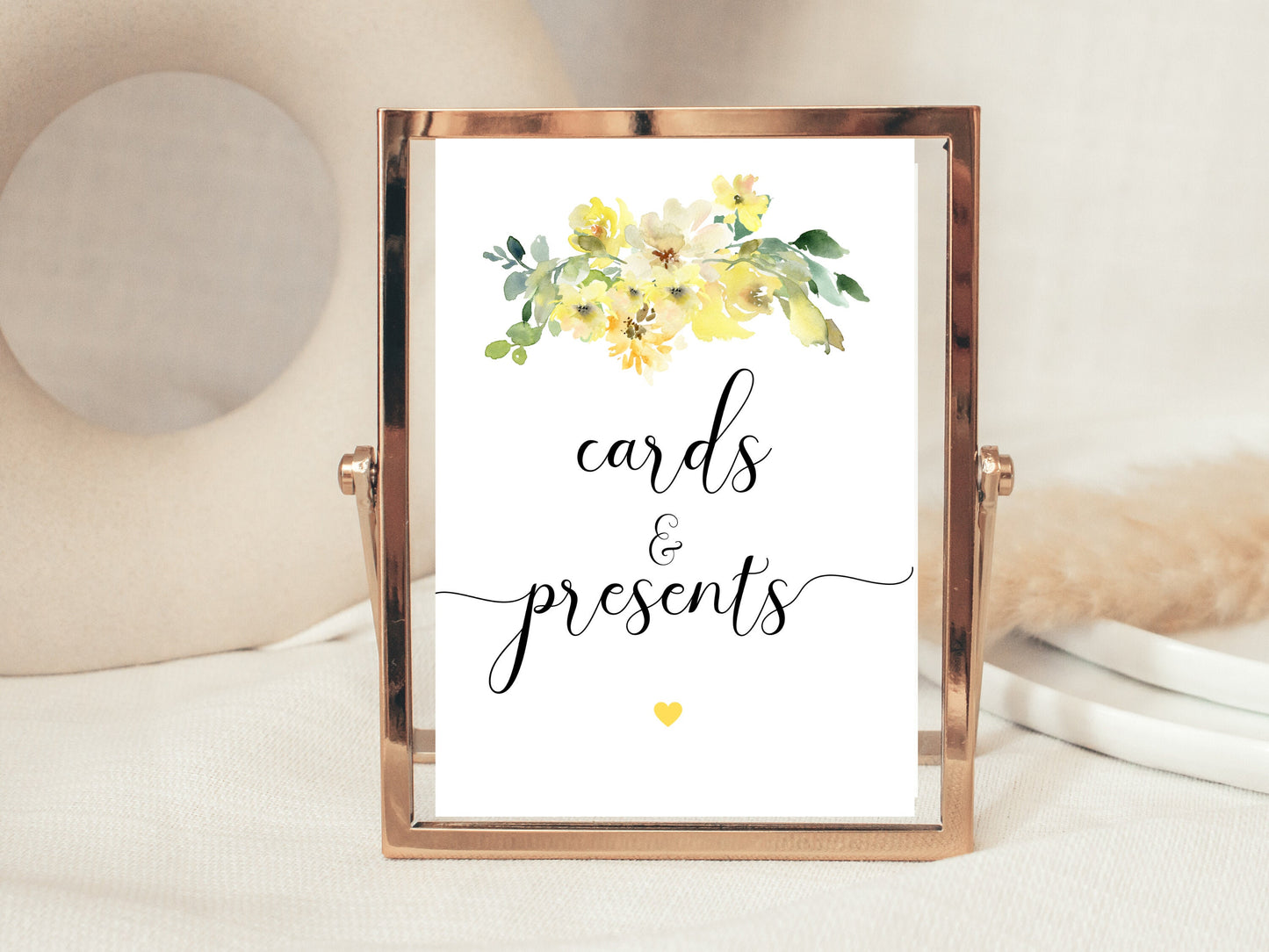 Personalised Yellow Floral Cards and Presents Sign/ Yellow Roses Flowers Wedding Reception Cards Gifts and Presents/ Hen Party Posters