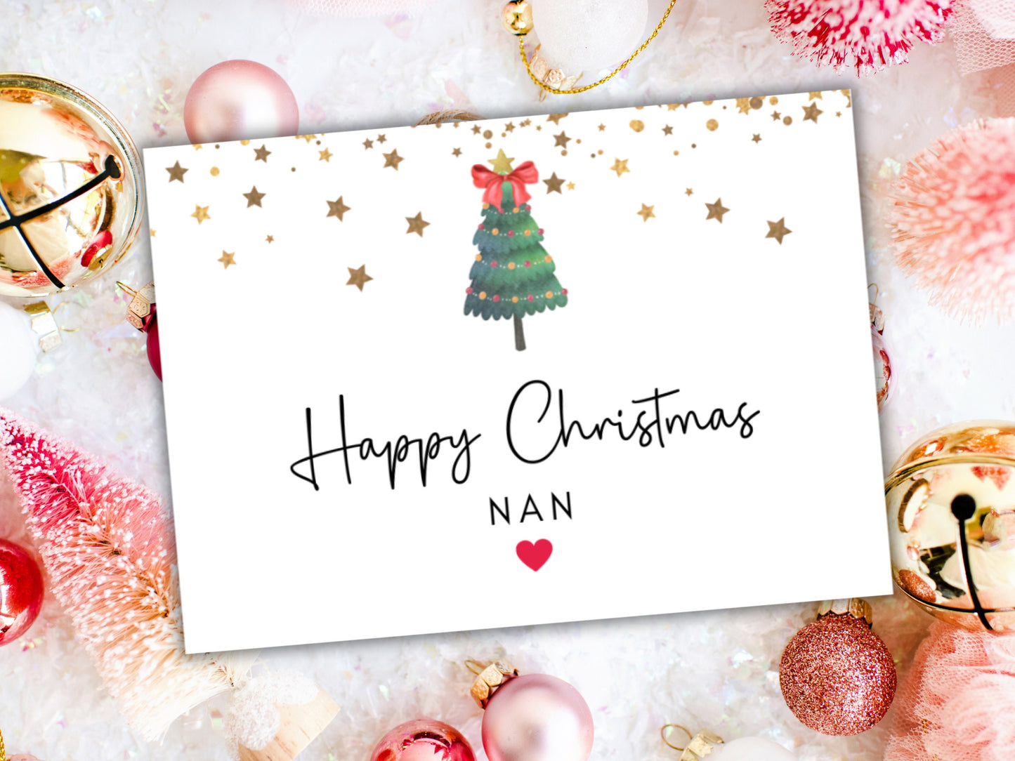 Grandmother Christmas Card/ Simple Custom Christmas Cards/ Seasons Greetings Nan/ Happy Christmas to Nanna/ Nonna Star Sparkle Greeting Card