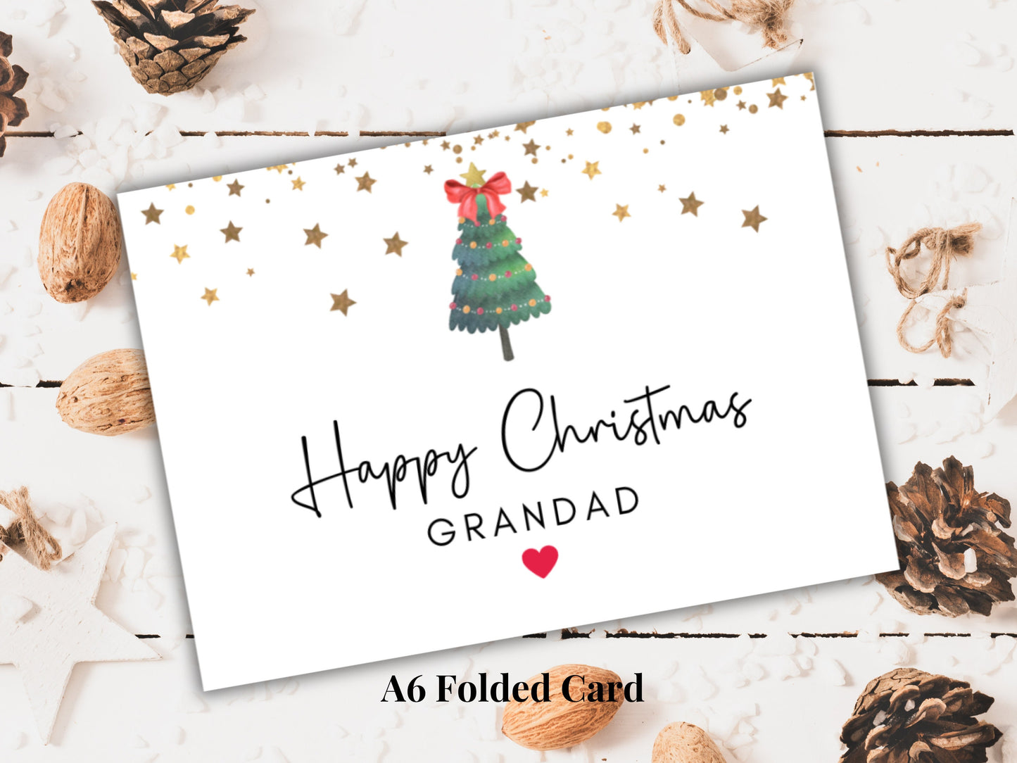 Grandad Christmas Card/ Simple Custom Christmas Cards/ Seasons Greetings Grandpa/ Happy Christmas/ Star Sparkle Greeting Card