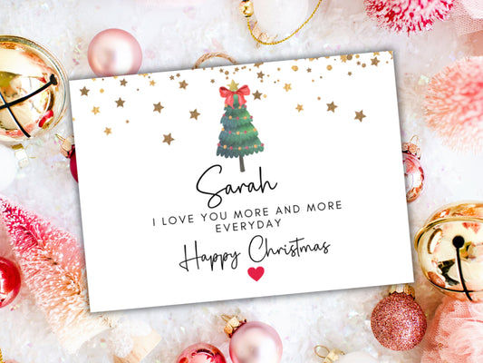 I Love You More and More Everyday Romantic Christmas Card/ Merry Christmas to Partner/ Boyfriend/ Happy Christmas/ Season Greetings